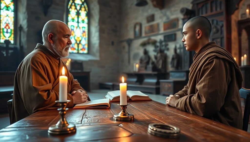 duhovni otac u manastiru savetuje monaha duhovni otac u manastiru savetuje monaha