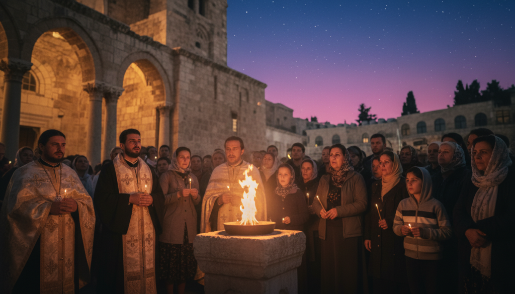 fizički fenomen blagodatnog ognja u Jerusalimu fizički fenomen blagodatnog ognja u Jerusalimu